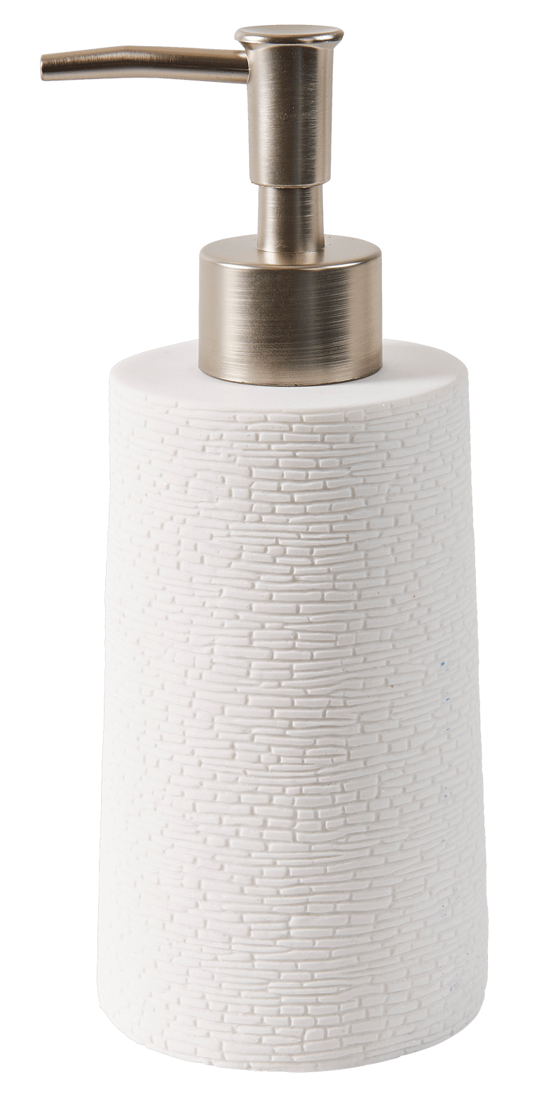 WHITE ELEGANCE Dispenser per sapone bianco, argentato H 17,5 cm - Ø 6,5 cm