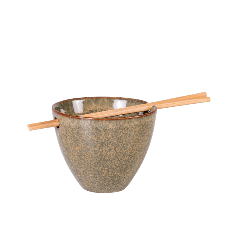 CASSIS Bowl met chopsticks groen H 10 cm - Ø 13 cm