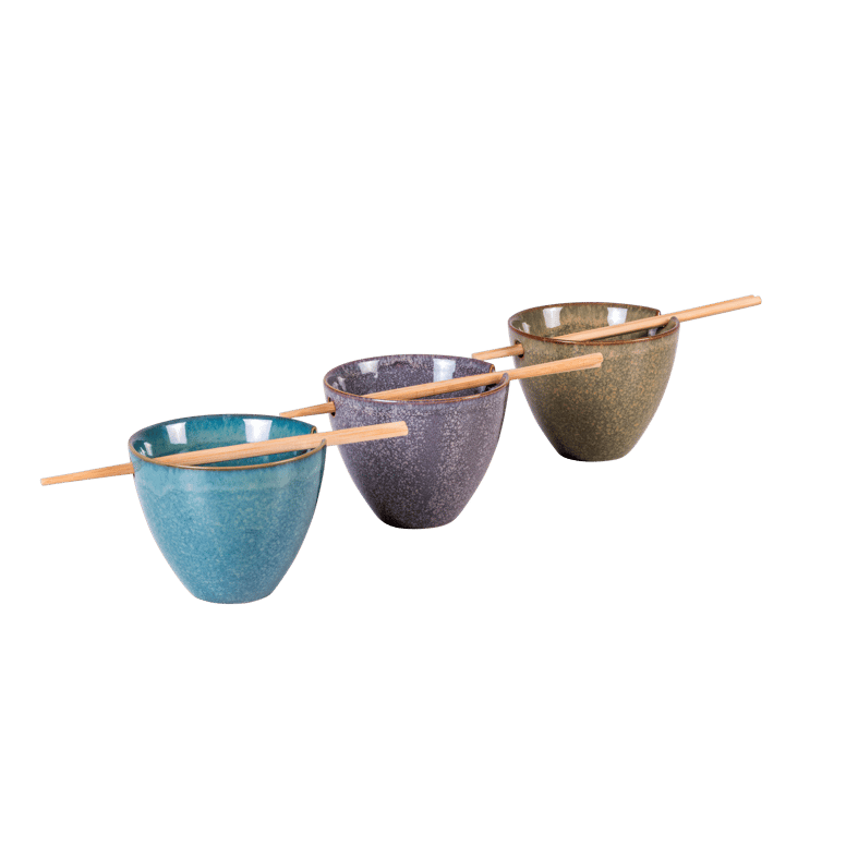 CASSIS Bowl met chopsticks paars H 10 cm - Ø 13 cm