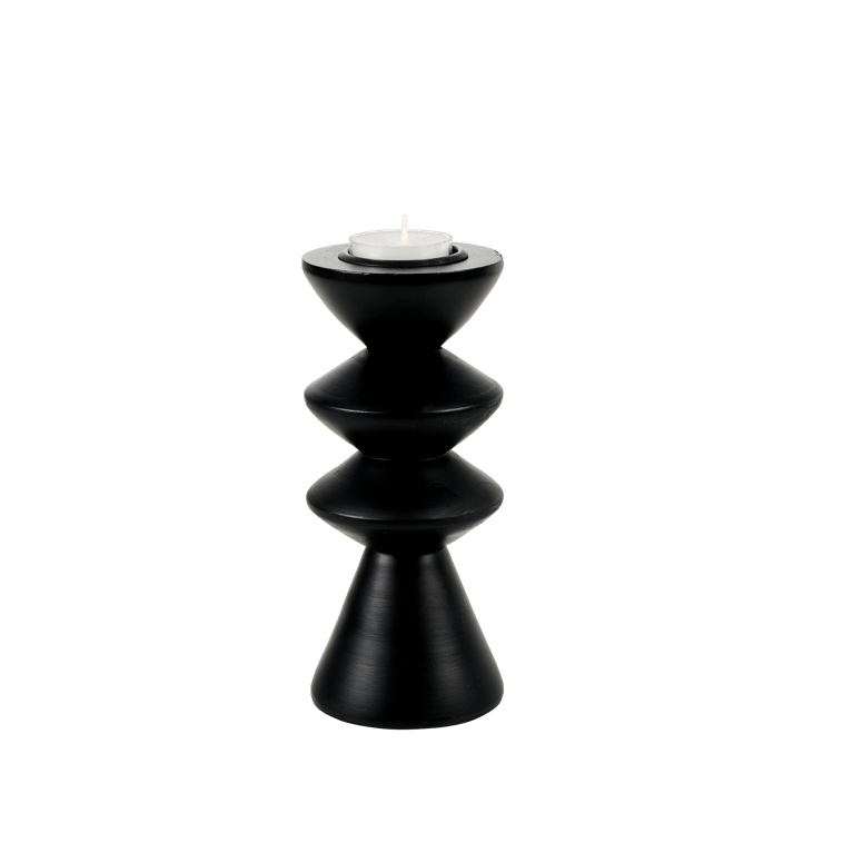 ZIGZAG Soporte para vela pequeña negro A 17,5 cm - Ø 7,3 cm