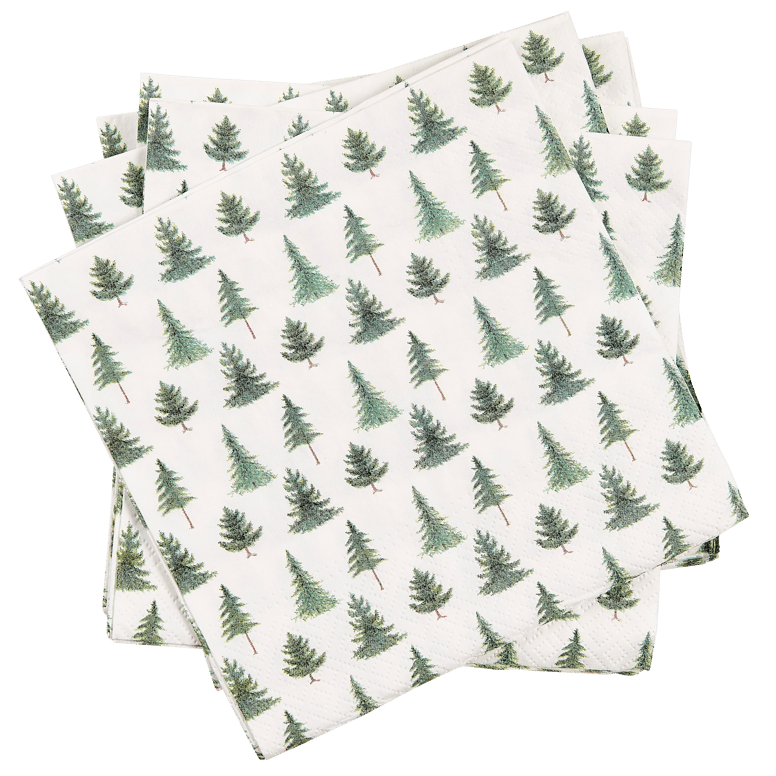 CONIFER FOREST Set de 20 serviettes diverses couleurs Larg. 33 x Long. 33 cm