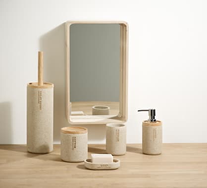 NEW RESIN Scopino WC in supporto naturale H 38,5 cm - Ø 10,3 cm