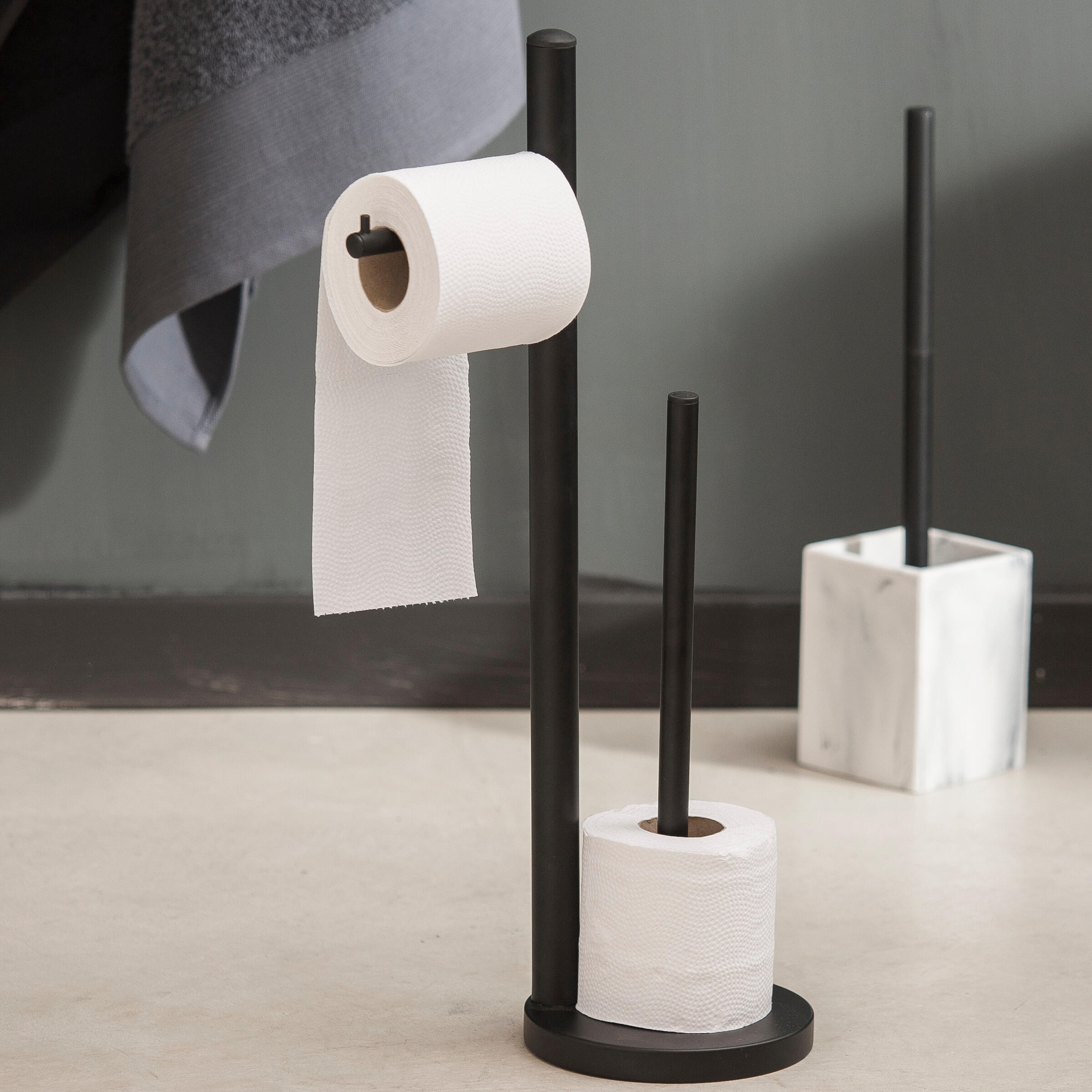 Geesa - Geesa Wynk Ensemble d'accessoires de toilettes - Brosse WC avec  support - Porte-rouleau papier toilette avec couvercle - Crochet  porte-serviette - Chrome