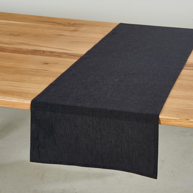 ARVOV Chemin de table printemps moderne, imperméable, chemin de table noir,  imperméable, chemin de table aspect lin, noir, chemin de table pour  l'intérieur, fête, vacances (noir, 40 x 140 cm) : 