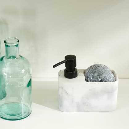 SHADOW Dispensador de jabón con esponja negro, blanco A 13,5 x An. 14,7 x P 7,5 cm