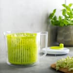 VIDA VERDE Mini essoreuse à salade blanc, vert H 19 x Larg. 21,5 x P 17 cm