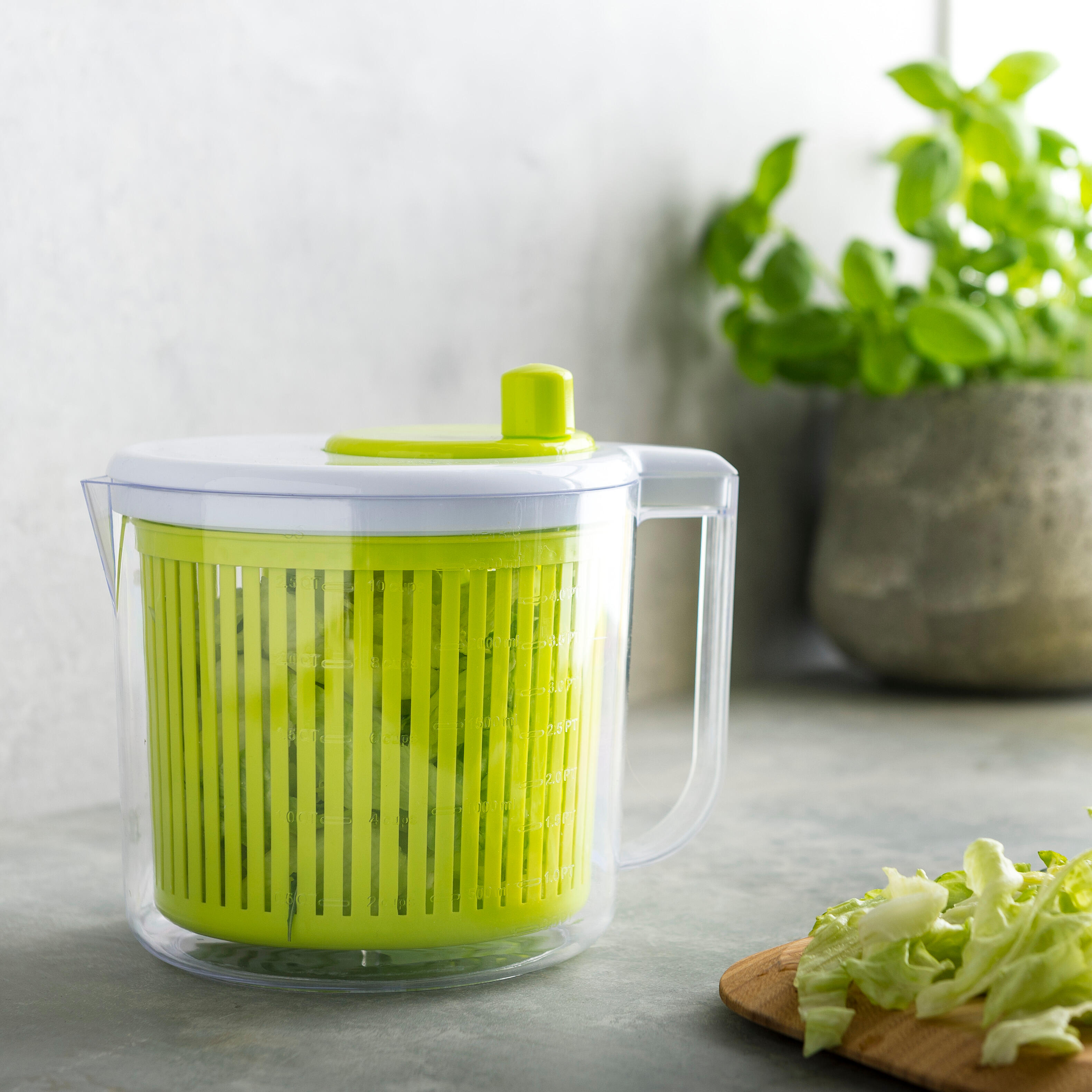 VIDA VERDE Mini essoreuse à salade blanc, vert H 19 x Larg. 21,5 x