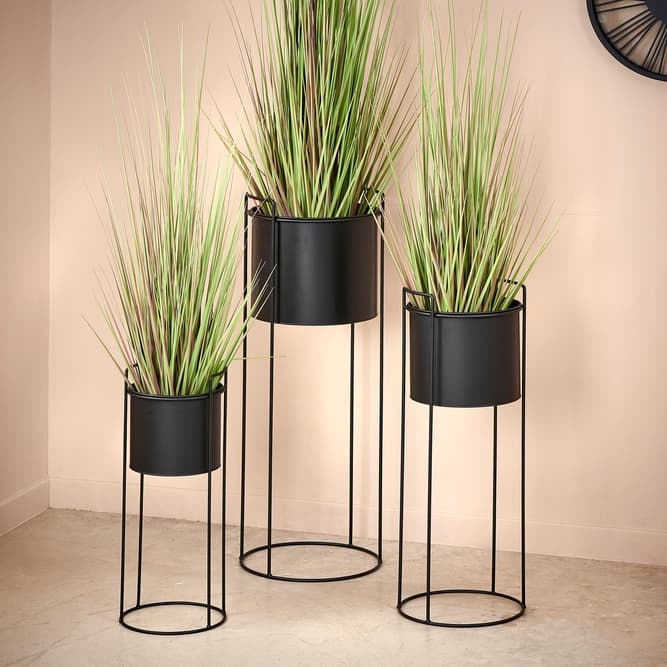 PLUTO Vaso per piante nero H 80 cm - Ø 28 cm