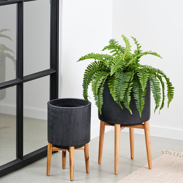SCURO Vaso per piante nero H 25 cm - Ø 25 cm