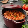 STEW Pentola in ghisa ovale rosso scuro H 18,5 x W 37 x D 23 cm - Ø 30 cm
