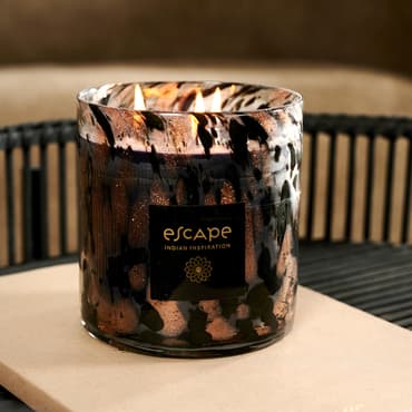 ESCAPE INDIAN INSPIRATION Bougie parfumée noir, cuivre, multicolore H 13,5 cm - Ø 12 cm