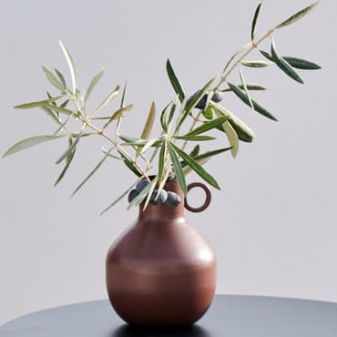 RONDO Vase brun foncé H 15 cm - Ø 11 cm