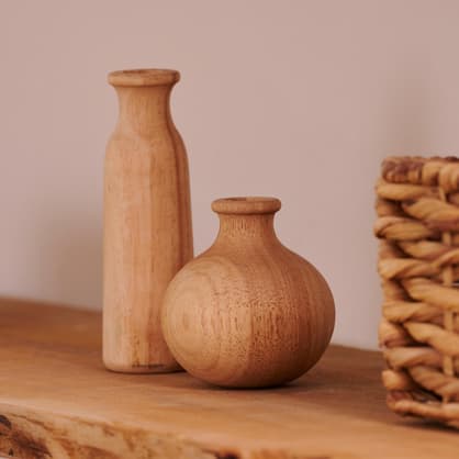 RUBBERWOOD Vase déco naturel H 16 cm - Ø 6 cm