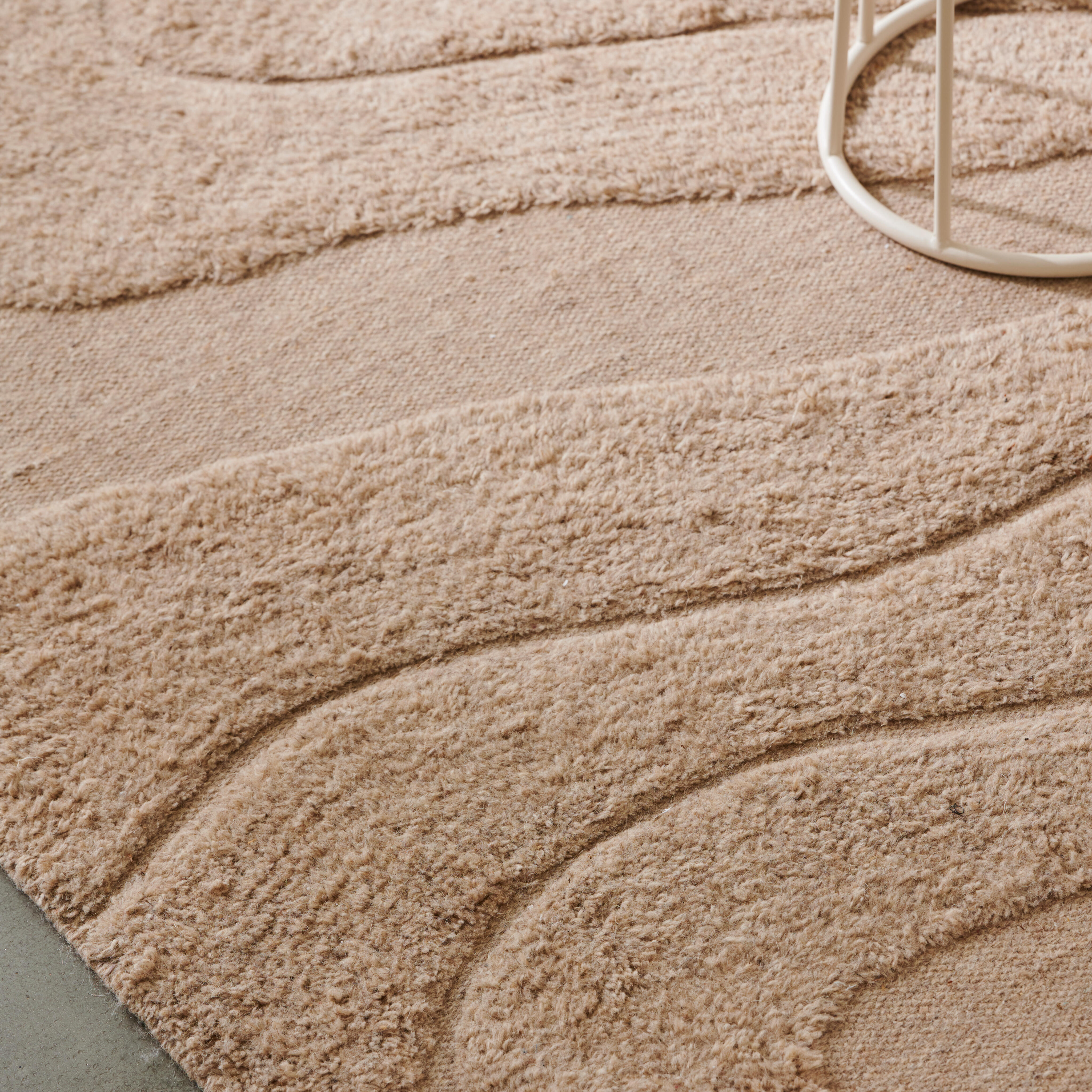 Grande tappeto in pelle e canapa in pelle beige 230 x 160