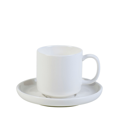 MOON Taza y plato blanco A 5,7 cm - Ø 5,6 cm