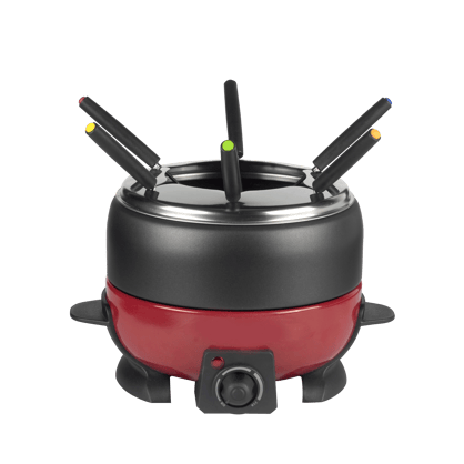 DINNER Conjunto de fondue com 6 garfos preto, vermelho H 26,2 cm - Ø 20 cm
