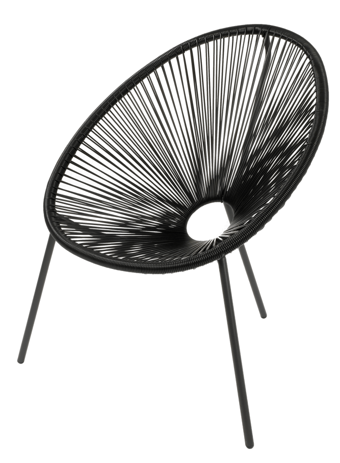 Prestige buik vernieuwen ACAPULCO Lounge stoel zwart H 82 x B 75 x D 69 cm | CASA