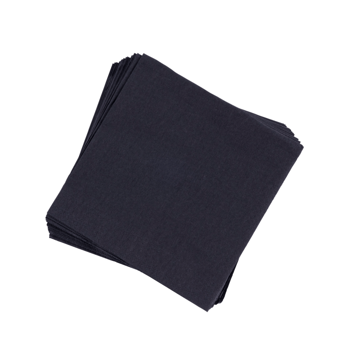 UNI Set de 20 serviettes noir Larg. 40 x Long. 40 cm