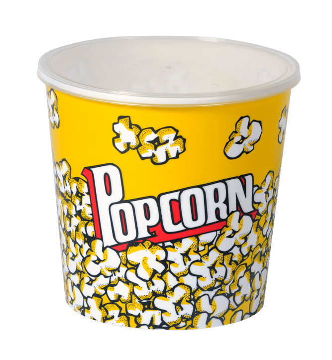 POPCORN Seau à pop-corn avec couvercle multicolore H 20 cm - Ø 20 cm