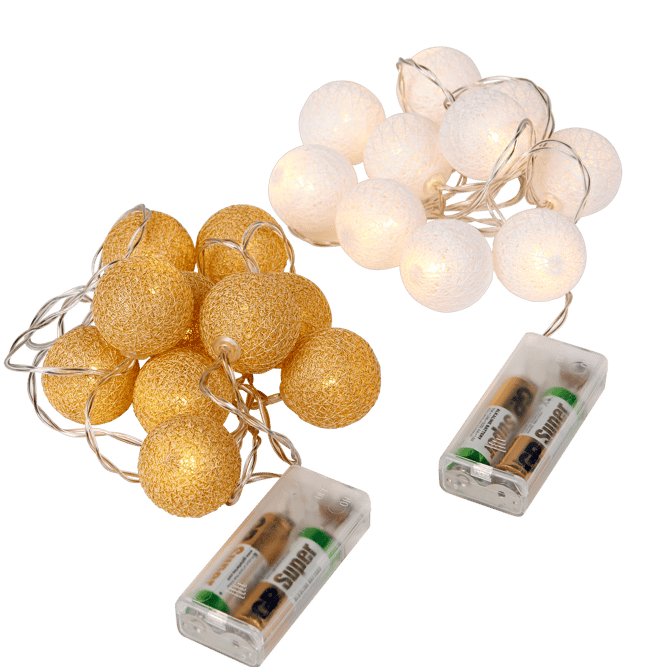 LINIA Lichterkette 10 LEDs Weiss, Gold Ø 3,5 cm