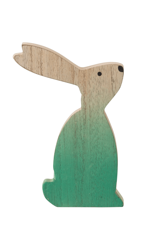 WOODY Decoratie konijn groen H 15 x B 11 x D 2 cm