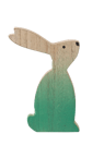 WOODY Decoratie konijn groen H 15 x B 11 x D 2 cm