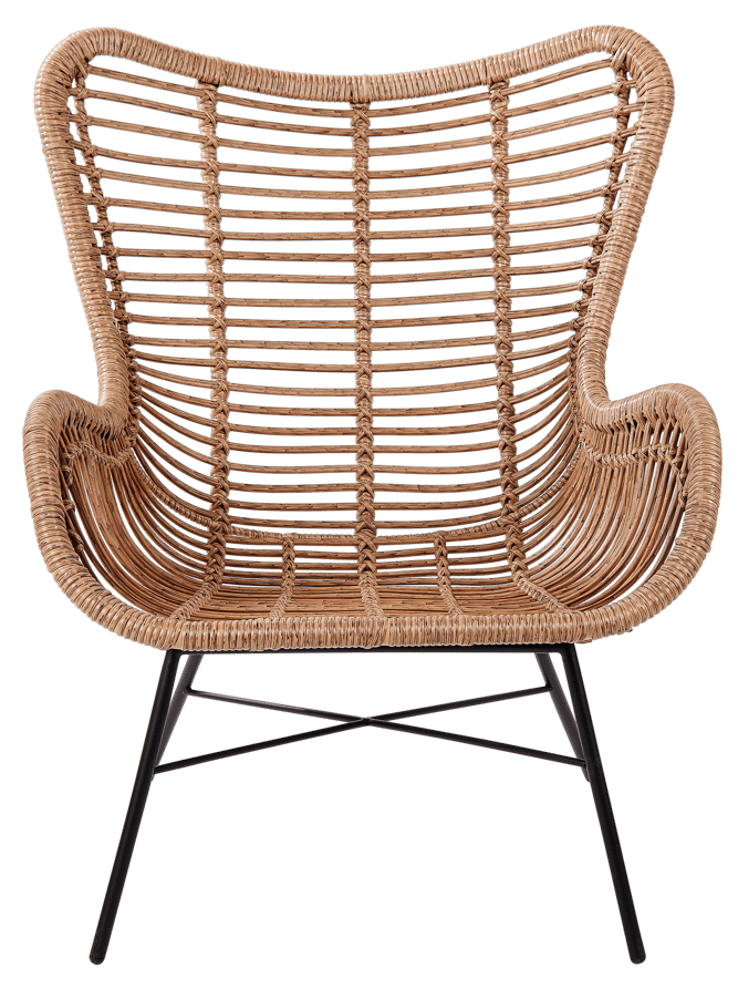 TOBAGO Chaise lounge noir, naturel H 91 x Larg. 79 x P 71,5 cm