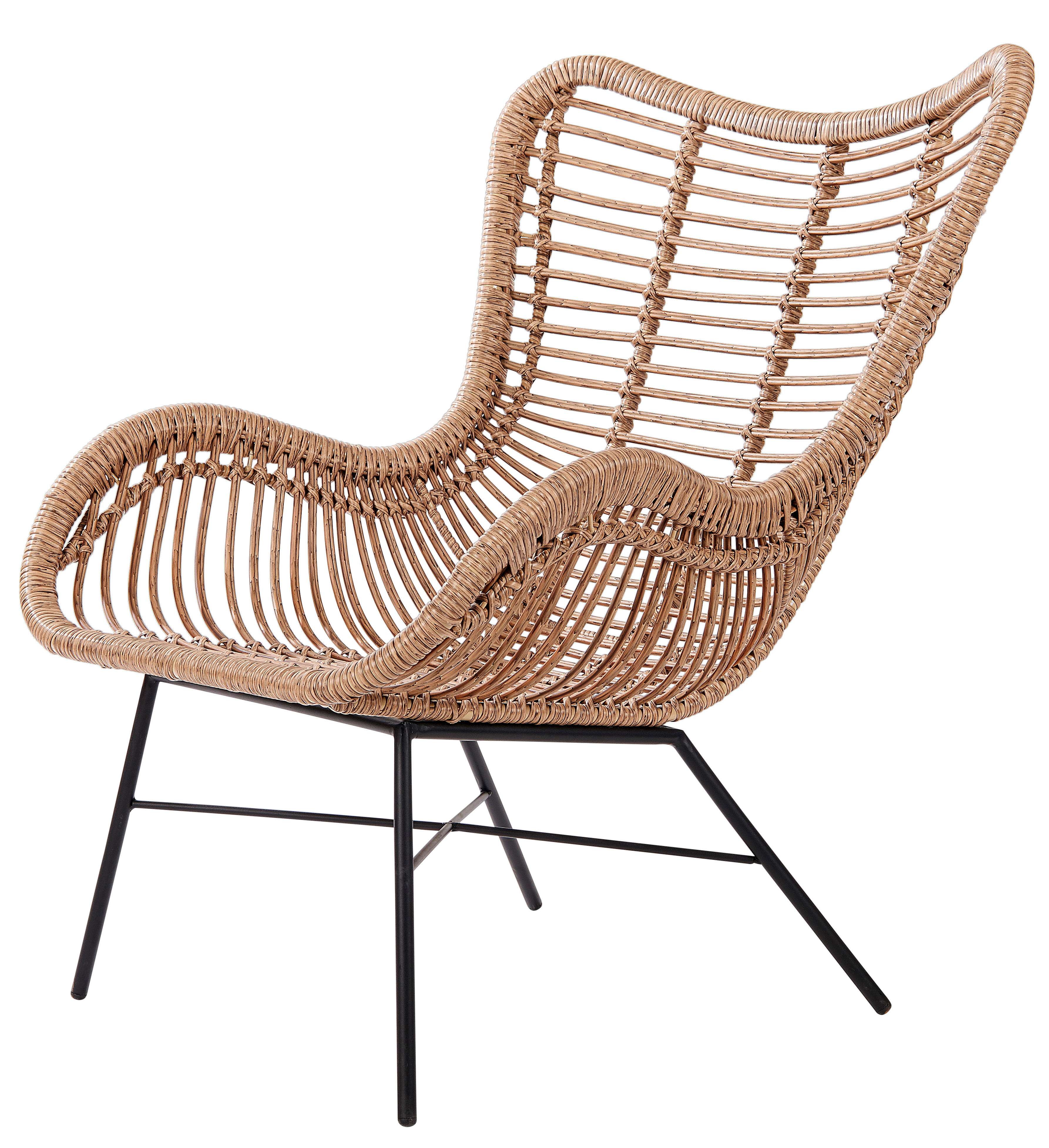 Figuur lelijk Scheur TOBAGO Lounge stoel zwart, naturel H 91 x B 79 x D 71,5 cm | CASA