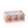 PANDA Boîte à thé 6 compartiments transparent, naturel H 9 x Larg. 22 x P 15 cm