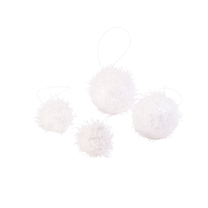 GLITTER FROST Boules de Noël set de 4 blanc 