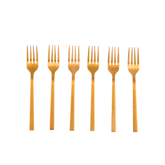 SUBLIMO Fourchettes à tarte set de 6 doré Long. 14 cm