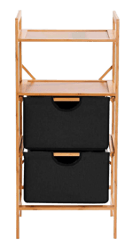 BAMBOO Armoire à 2 tiroirs noir, naturel H 96 x Larg. 44 x P 33 cm