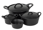 FERO Pot allant au four avec couvercle noir H 5 cm - Ø 9,3 cm