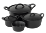FERO Cazuela para horno con tapa negro A 6,6 cm - Ø 14 cm