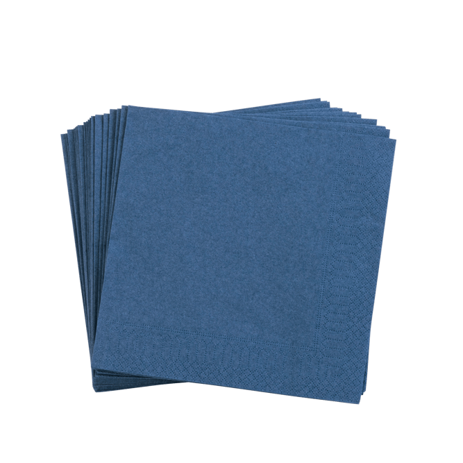 UNI Set van 20 servetten donkerblauw B 33 x L 33 cm