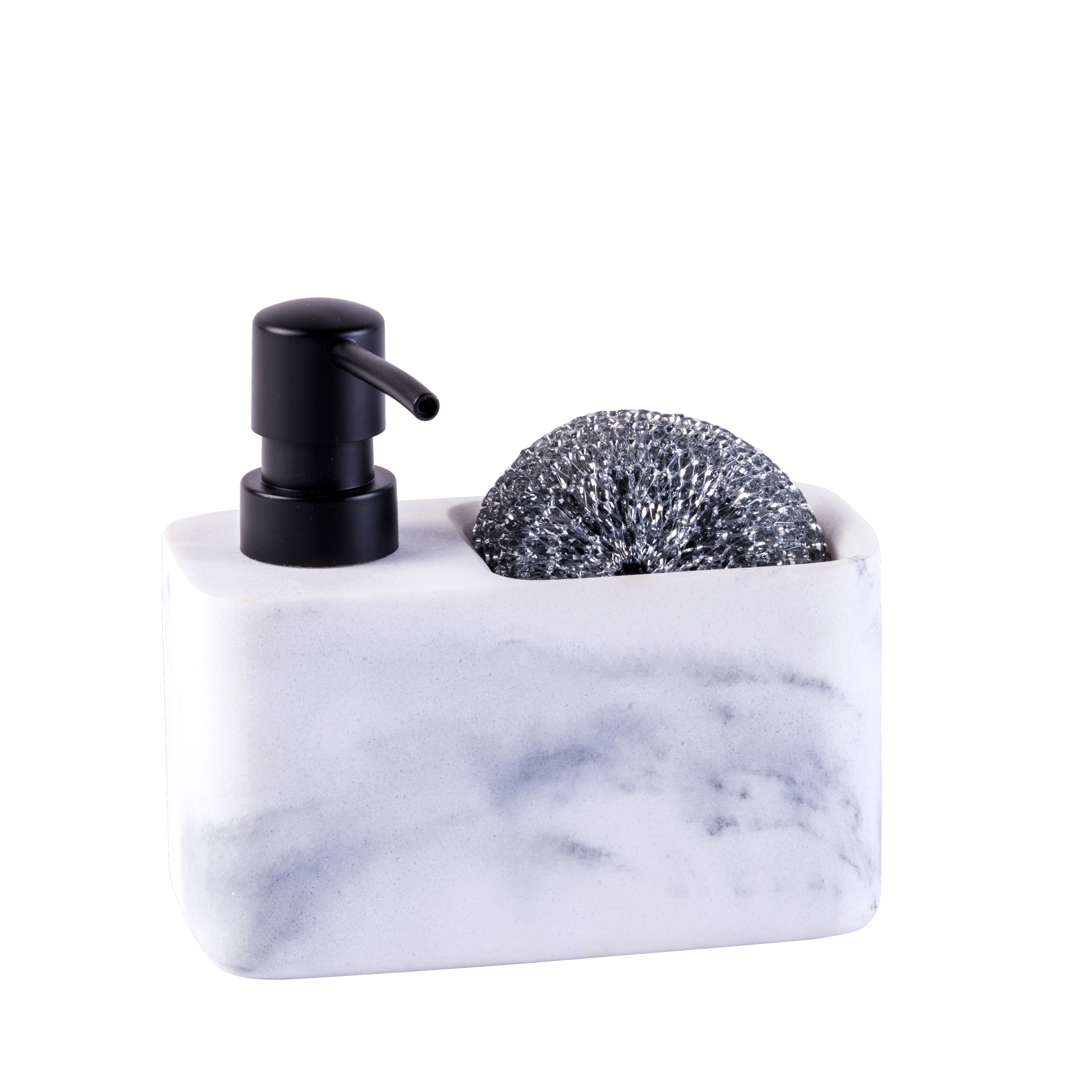 L Gris 14,5 cm Distributeur de savon avec porte éponge 
