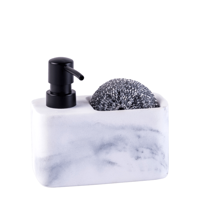SHADOW Distributeur savon avec éponge noir, blanc H 13,5 x Larg. 14,7 x P 7,5 cm