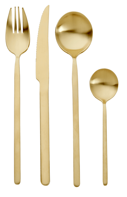 Ménagère En Inox Design Gold - 16 Pièces - Doré - Couvert
