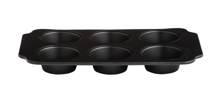 BAKERY Placa para cozer muffins preto H 3,5 x W 30 x D 18 cm