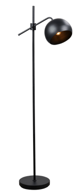 BOWL Lámpara de pie negro A 132 cm - Ø 23 cm