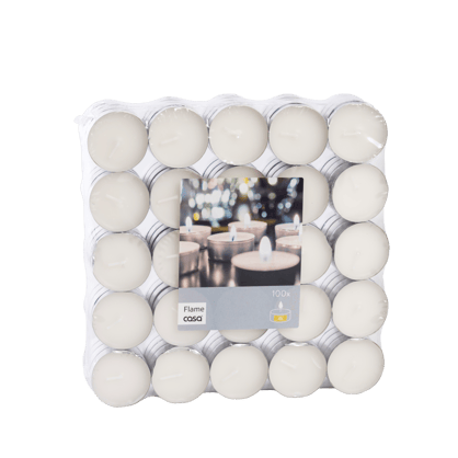 FLAME Velas pequeñas juego de 100 blanco Ø 3,9 cm