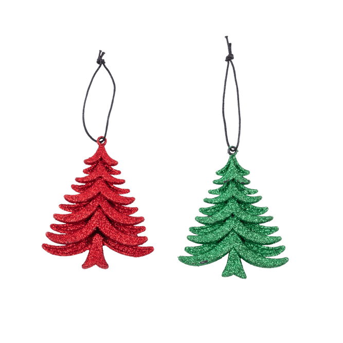 GLITTER TREE Prato decorativo vermelho, verde H 9 x W 8 cm