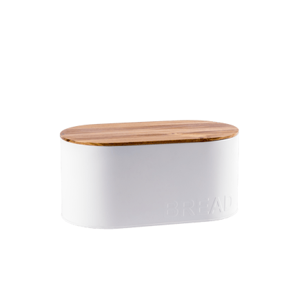 NAGINI Boîte à pain blanc, naturel H 15 x Larg. 34 x P 19 cm