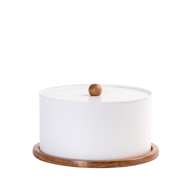 NAGINI Bewaardoos voor cake wit, naturel H 12 cm - Ø 25 cm