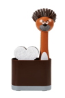 DOG Escova loiça/suporte com esponja castanho H 23 x W 13,5 x D 8 cm
