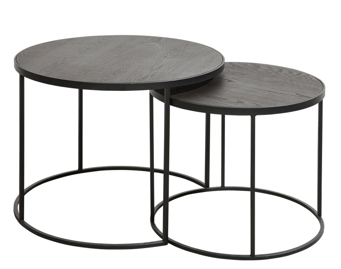 MEMPHIS Tables d'appoint set de 2 pieds: noir H 45 cm - Ø 60 cm