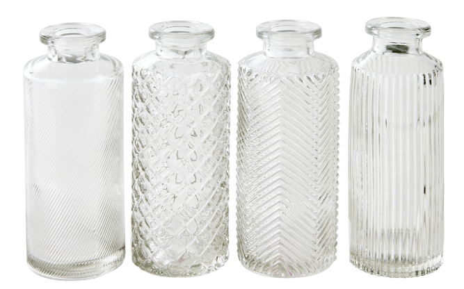 FRE Vase 4 motifs transparent H 13,2 cm - Ø 5,5 cm