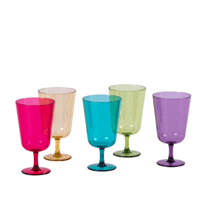 BORA Wijnglas 3 kleuren geel H 14,5 cm - Ø 8 cm