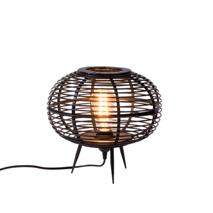 ZANZI Lampe de table E27 noir H 29 cm - Ø 30 cm