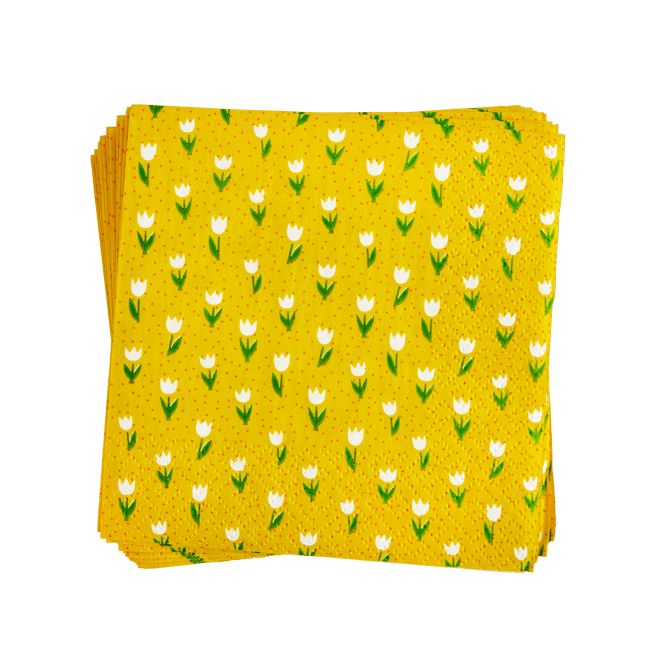 MINITULPS Set van 20 servetten geel B 25 x L 25 cm